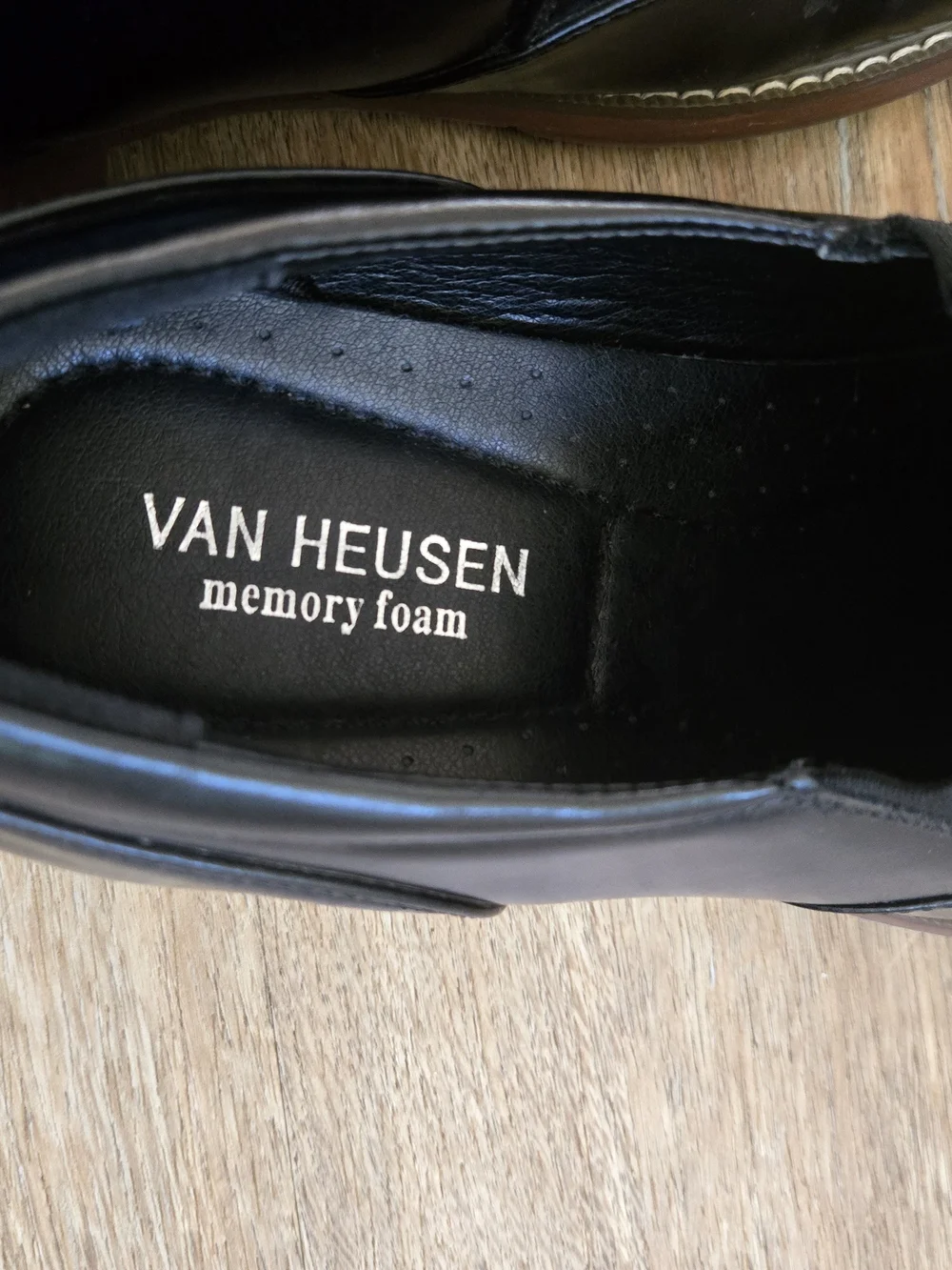 Van Heusen Men's Black Leather Memory Foam Slip-On Dress Shoes